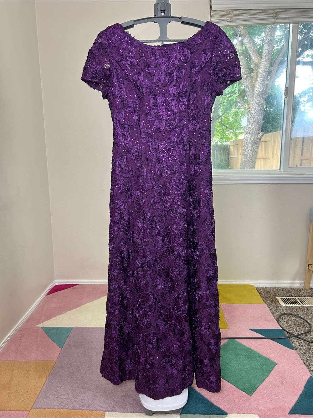 Alex Evenings Rosette Evelyn Lace Purple Dress - Picture 5 of 17